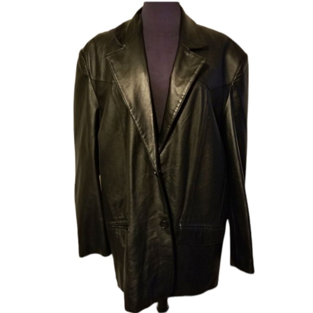 Vintage Leather Jacket Men's Size Large Black Fall